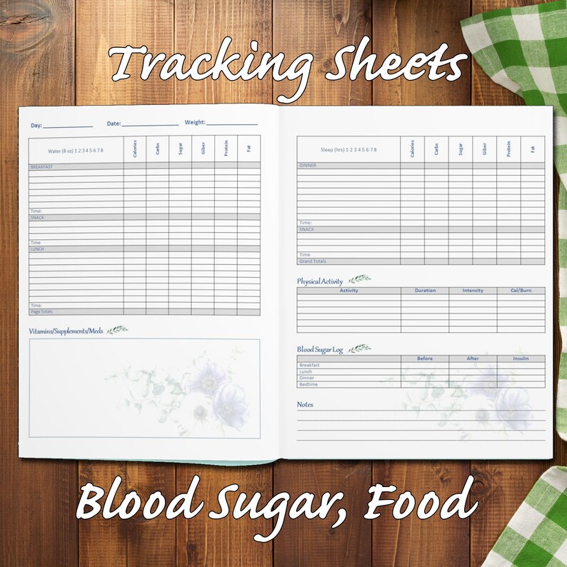 Diabetes Journal PDF 90 Days Track Blood Sugar Meals Etsy