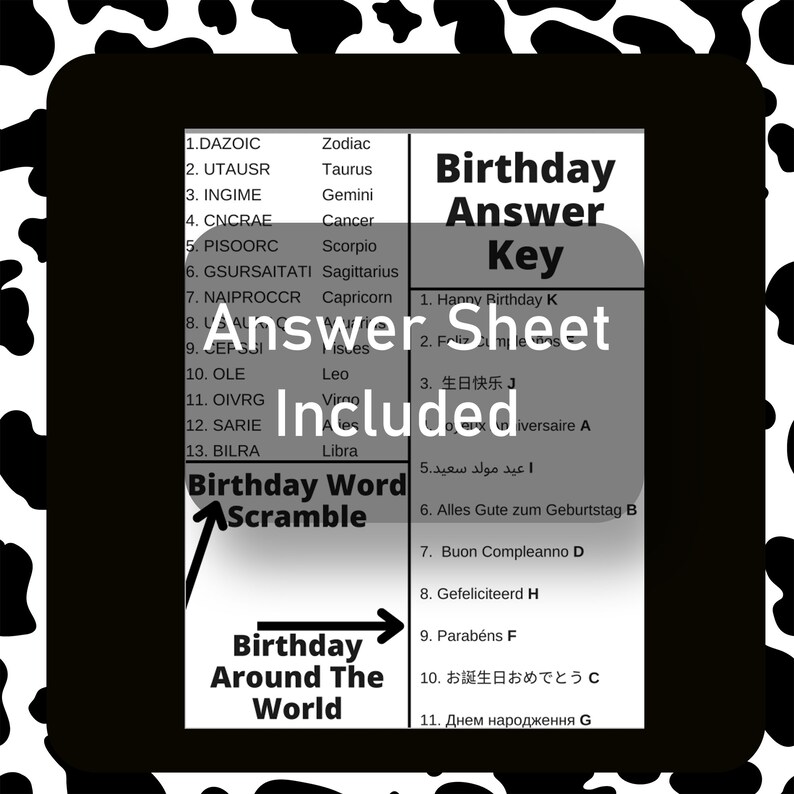 Adult Birthday Game Bundle Printable PDF | 12 Games | Word Scramble ...