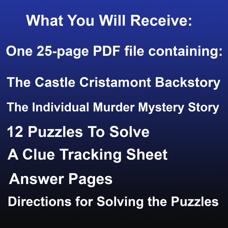 Printable Murder Mystery Puzzles Castle Cristamont No. 4 Solve the ...