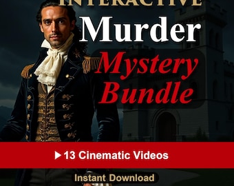 インタラクティブな殺人ミステリーバンドル | 13本の映画ビデオ | 6つの印刷可能な未解決事件 | キャラクターのプロフィール | すぐにダウンロード