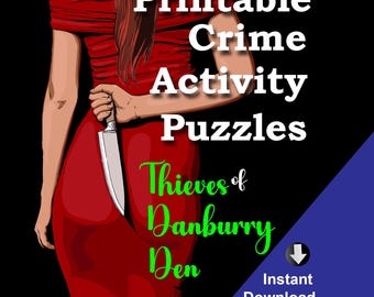 Printable Murder Mystery Puzzles | 6 Mysteries | 72 Puzzles | Cryptograms Crosswords Word Search | Instant Download