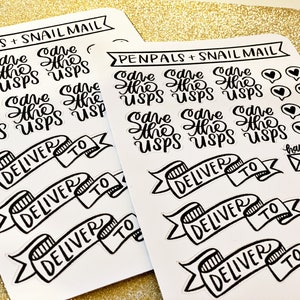 Happy Mail stickers, Snail mail, Penpal stickers, Deliver to, Happy Mail gift, Envelope Sticker, Save the USPS stickers, Calligraphy sticker
