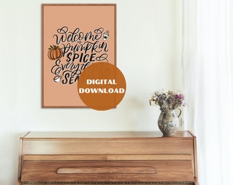 Pumpkin Spice Latte Fall Print: Autumn Home Decor (Digital Download)
