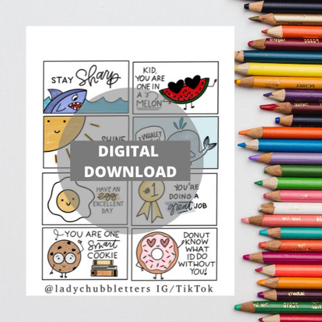 Printable Lunch Box Notes: Punny Affirmation Cards (digital Download ...