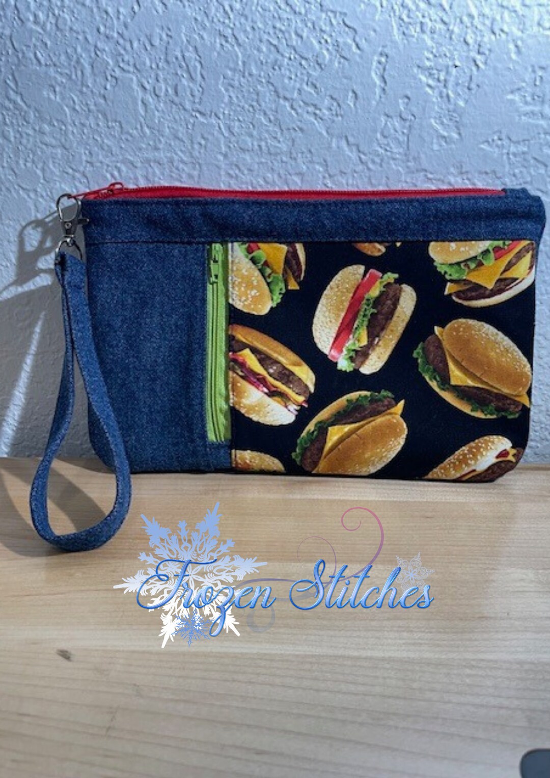 Zippy Clutch Denim Burgers Etsy