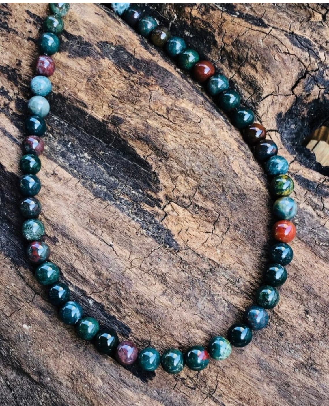 Men’s Bloodstone Necklace, Fully Beaded Bloodstone Necklace Etsy