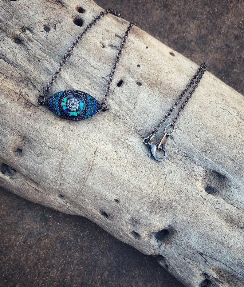 all seeing eye necklace Pagan Jewelry Mediterrenian Talisman Necklace Evil Eye protection necklace witchcraft protection necklace