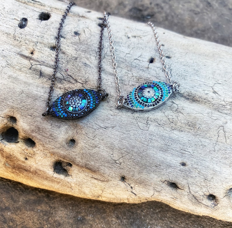 all seeing eye necklace Pagan Jewelry Mediterrenian Talisman Necklace Evil Eye protection necklace witchcraft protection necklace
