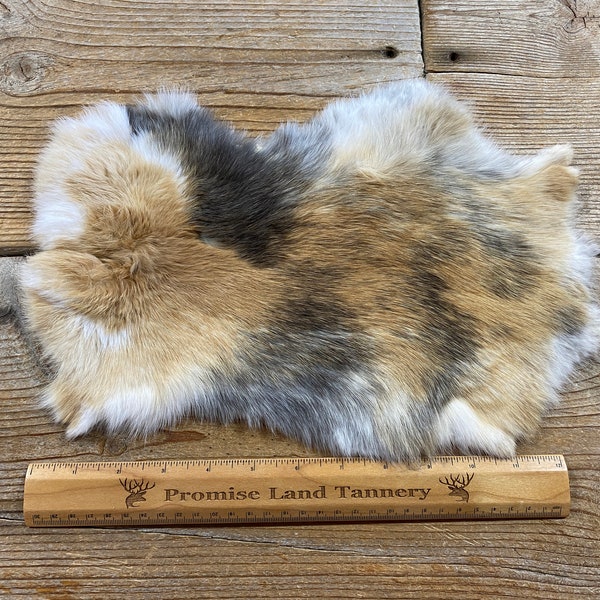 Japanese Harlequin Brown Rabbit Hide - One Average - Natural Rabbit Fur- Lot No. 231008-M