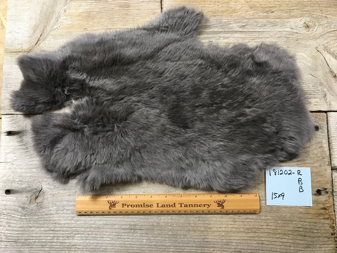 Grey Rabbit Hide One Average Grey Slate Rabbit Hide - Natural Rabbit Fur - No. 181202-R ...