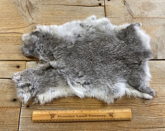 Grey Rabbit Hide Chinchilla Gray Rabbit Hide - One Average - Natural Rabbit Fur - No ...