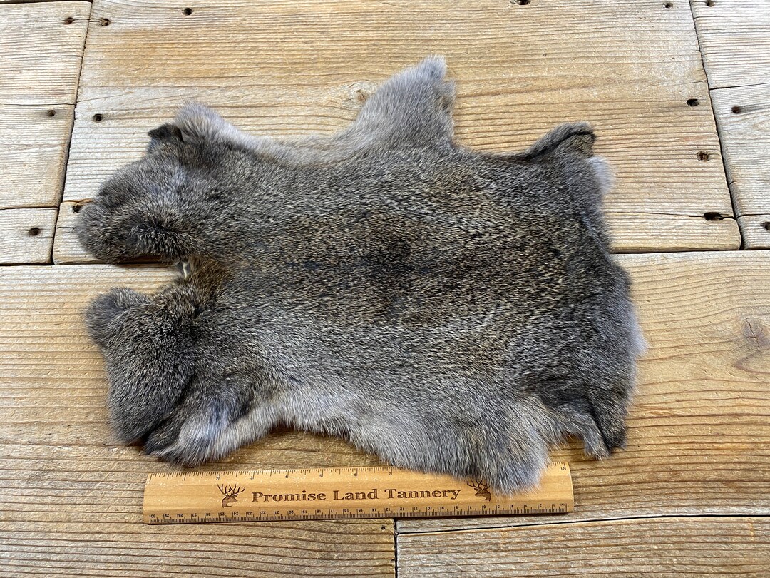 Grey Rabbit Hide Dark Brown Rabbit Hide - One Average - Natural Rabbit Fur - No. 220428 ...