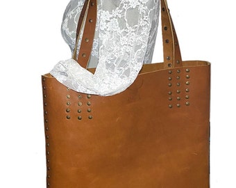 Distressed leather tote, leather carry on, leather tote bag, tan leather tote