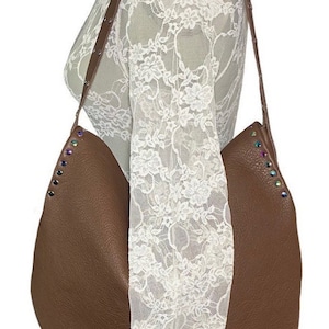 Hobo slouch bag, brown leather shoulder purse, custom bag, soft leather purse