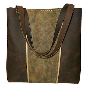 leather bags, distressed leather tote, camouflage leather tote