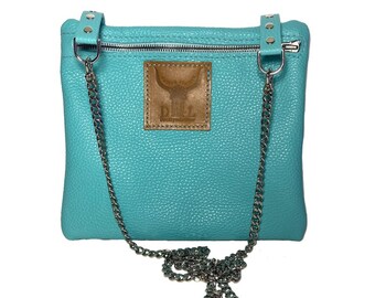 Turquoise leather purse, leather bag, custom turquoise purse, rodeo style purse, boho style purse, summer purse
