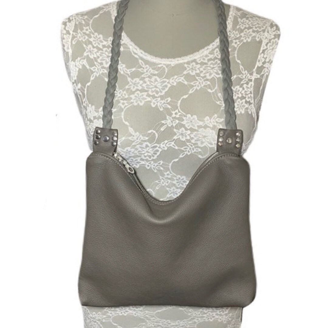 Soft Leather Bag Gray Leather Purse Gray Shoulder Bag Etsy