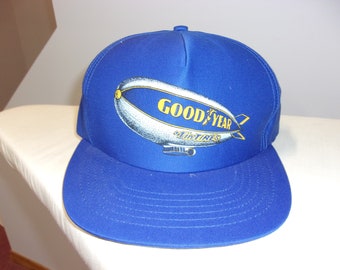Vintage 90s Snapback Hat Baseball Cap Goodyear Tires Logo Suede