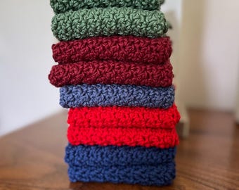Handmade Cotton Crochet Washcloths - Set of 2 - Sustainable Bath & Kitchen Cloths