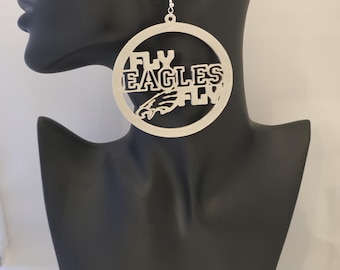 3D Printed  FLY EAGLES FLY Hoop Earrings