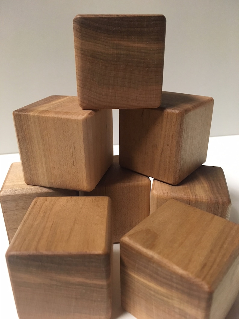Maple Wood Blocks Set of 6 Baby Blocks Building Blocks Etsy