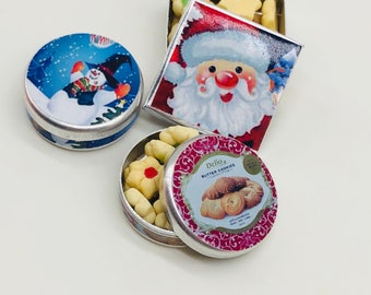 Square Tin with Butter Cookies Dollhouse Miniature Food Holiday Gift