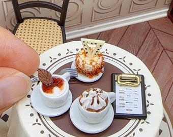 3 pieces Miniature Coffee Cup ,Miniature Beverage,Miniature Coffee,Dollhouse Sweet,Miniature Coffee Set,Miniature Sweet 1:12 scale