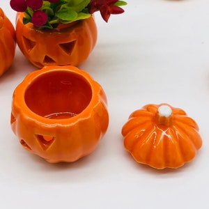 3 pieces Miniature Ceramic pumkin jar Halloween design, Miniature pot for fairy garden