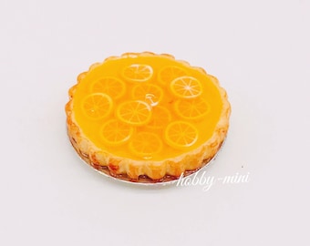 Miniature Orange Pie,Miniature Fruit Cake,Miniature Bakery,Miniature Sweet,Dollhouse cake,Dolls and miniature,miniature jewelry