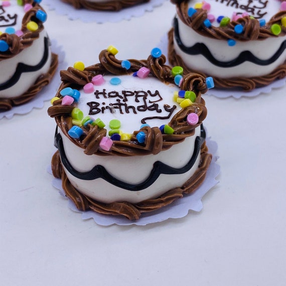 1:12 casa de muñecas miniaturas feliz cumpleaños pastel de chocolate comida
