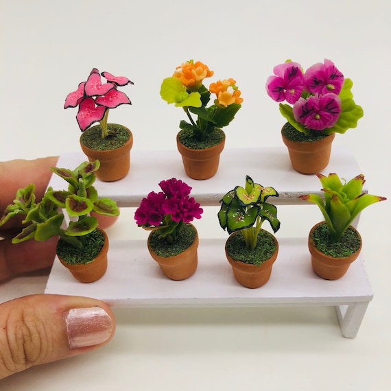 7x Miniature Flower Pots For 1/12 Doll House Landscape Fairy Garden DIY Brown 