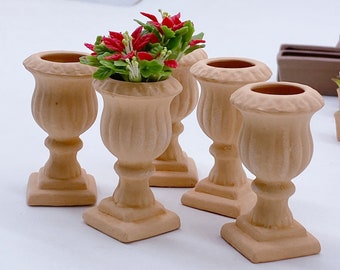 5 pieces Miniature Pot Roman Style ,Miniature  Dollhouse Fairy Garden,Miniature flower pot,Miniature plant pot,Mini pot,Mini garden