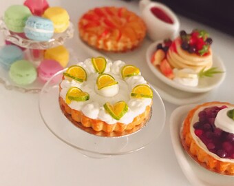 Miniature Lemon Pie,Miniature Fruit Cake,Miniature Bakery,Miniature Sweet,Dollhouse cake,Dolls and miniature,miniature jewelry