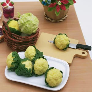 10 pieces Miniature Vegetable 1:12 scale Dollhouse Kitchen Accessories, Miniature Cauliflower