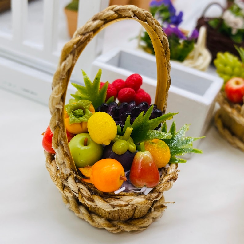 Miniature Mixed Fruit Basket Decorate for Dollhouse Etsy UK