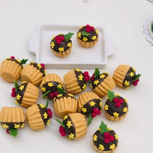 10 Miniature Cupcakes: Polymer Clay Dollhouse Food