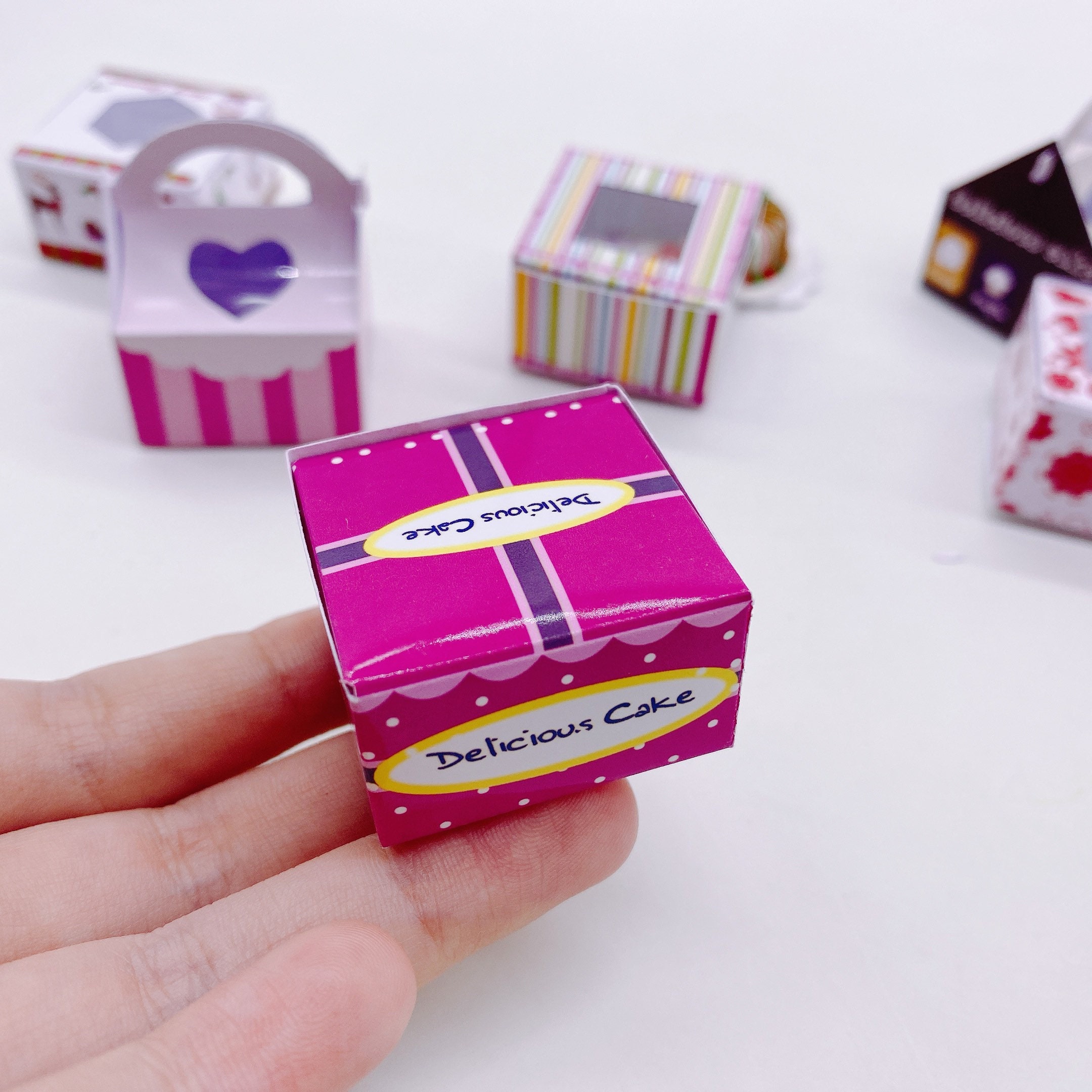 7 Pieces Miniature Cake Boxes Decorate for Dollhouse Etsy