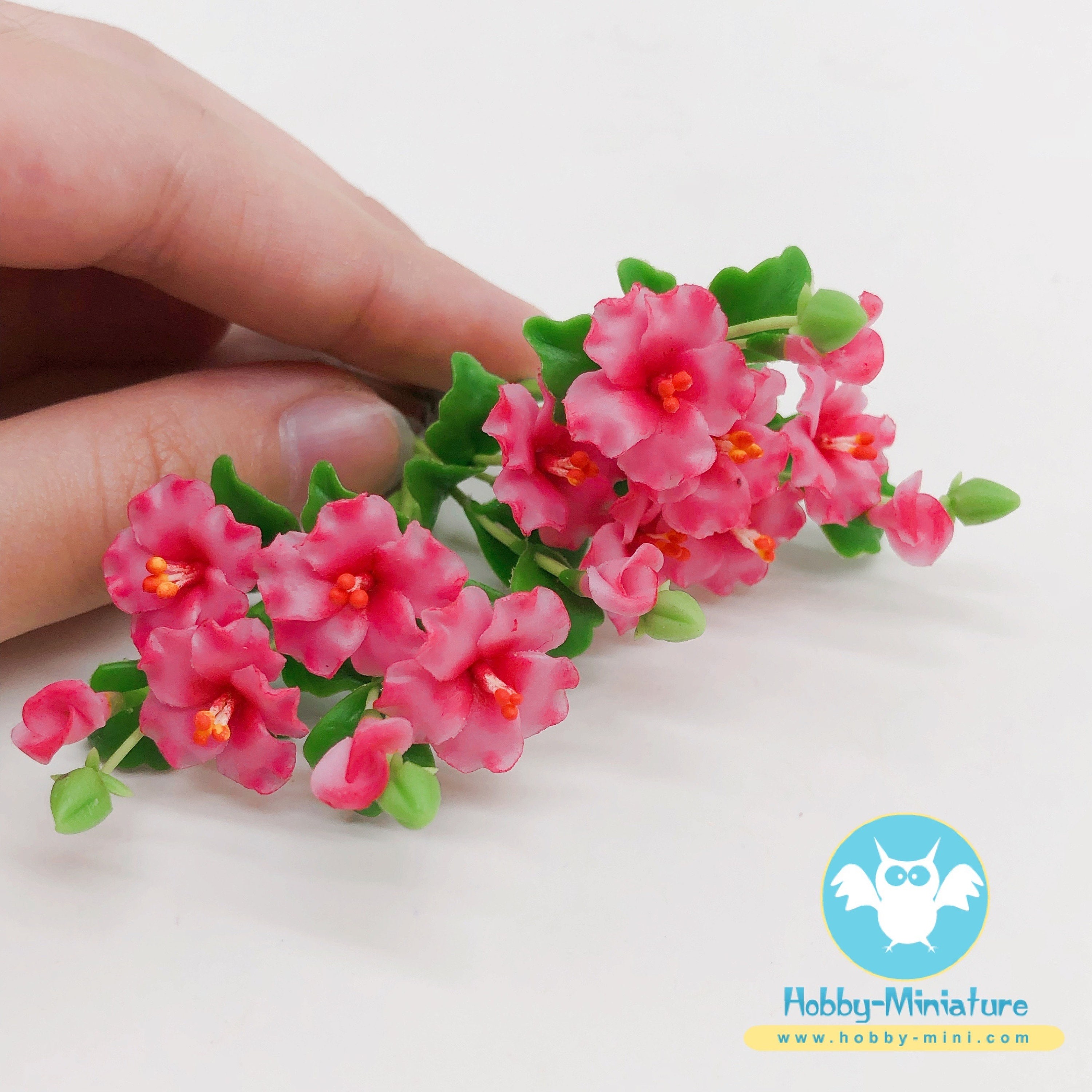 5 pieces Miniature Hibiscus Flower made clay polymer for ...