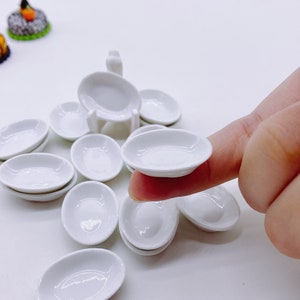 10 Stück Miniatur Keramik Schälchen 25 mm. für Küchenpuppe zum dekorieren