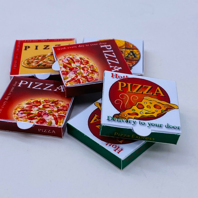 5 pieces Miniature pizza boxes decorate Dollhouse Etsy