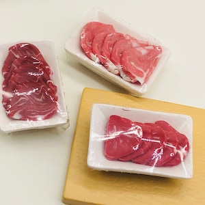 3 pieces Miniature Pork and Miniature Beef, Miniature Fake Food made polymer clay 1:12
