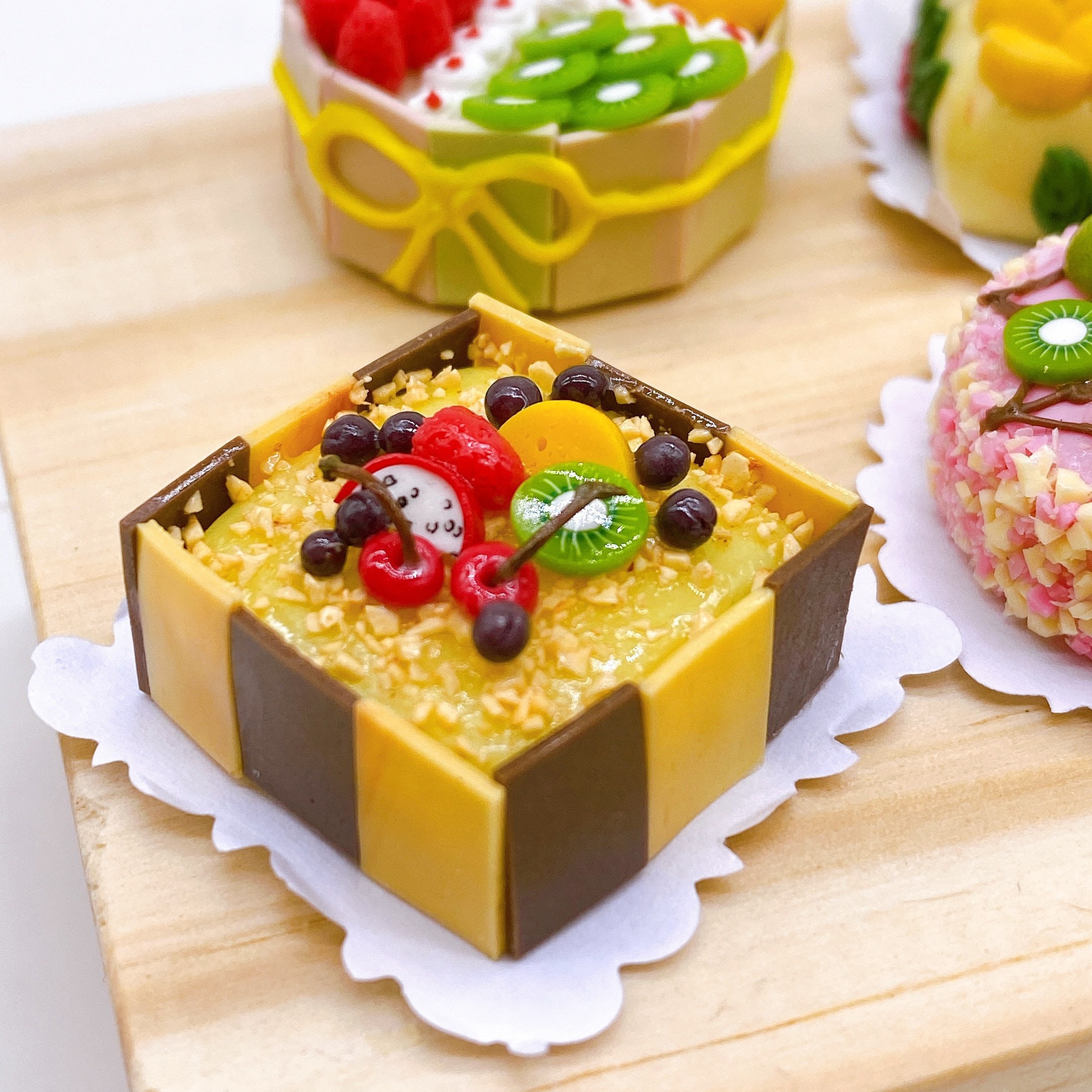 Miniature Fruit Cake Fake Cake Miniature Sweet Dollhouse - Etsy