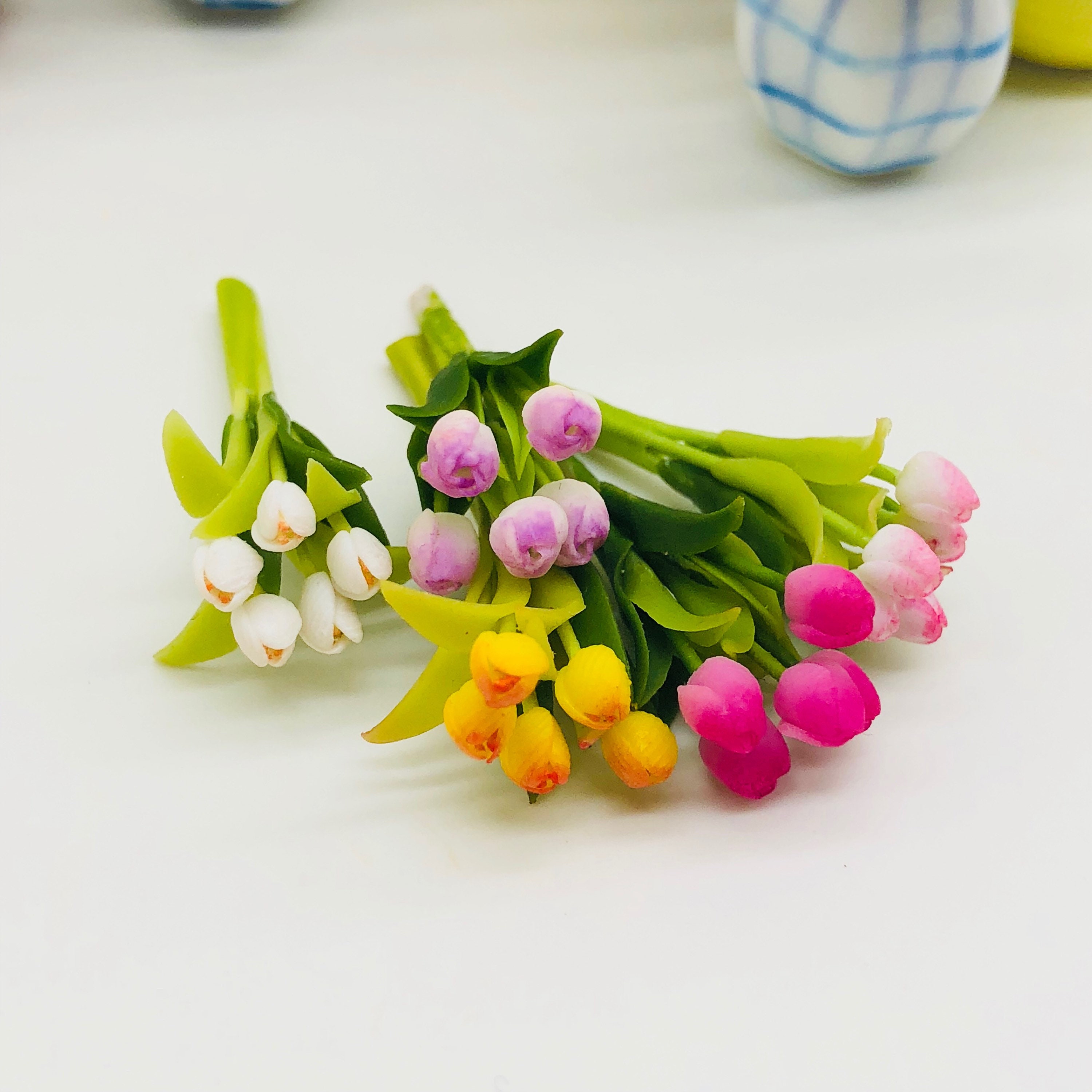 Miniatura Tulipani Scala 1:12 Per Casa Delle Bambole &ndash; Cespugli Fiori In Argilla Rossa