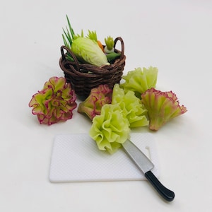 5 pieces Miniature Lettuce Vegetable Dollhouse Kitchen Accessories scale 1/12
