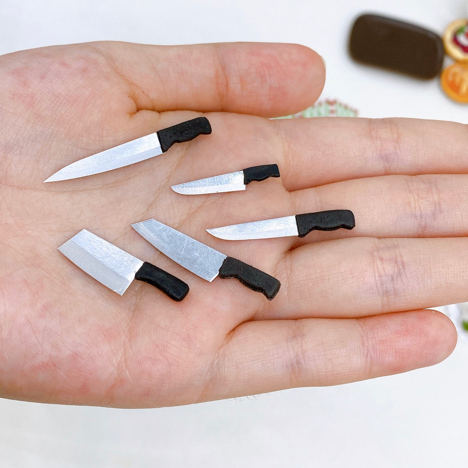 Set Miniature Knifes & knife holder for dollhouse kitchen Etsy