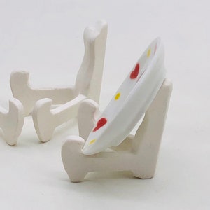 2 pieces Miniature Stand plate ,Miniature Ceramic stand, Miniature Dollhouse