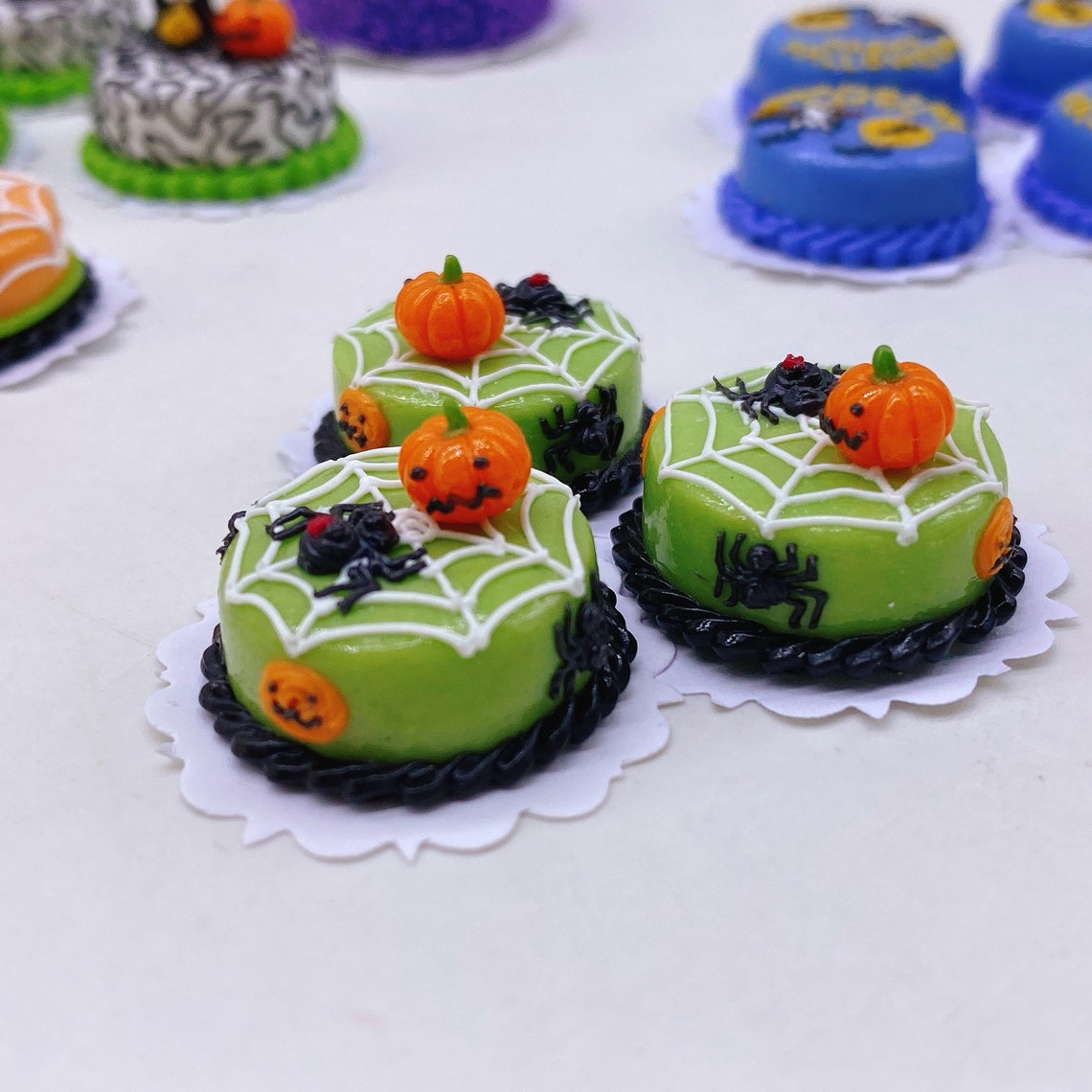 Miniature Halloween Cake Polymer Clay Dollhouse Food 20mm Etsy
