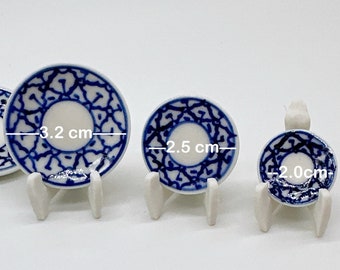 5/10/20 pieces Miniature Ceramic kitenwere plate 2.0, 2.5, 3.0 cm. decorate for doll 1:12 scale