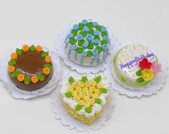 4 pieces Miniature Sweet Cake, Miniature Valentine day, Dollhouse cake, Dolls and miniature 1:12