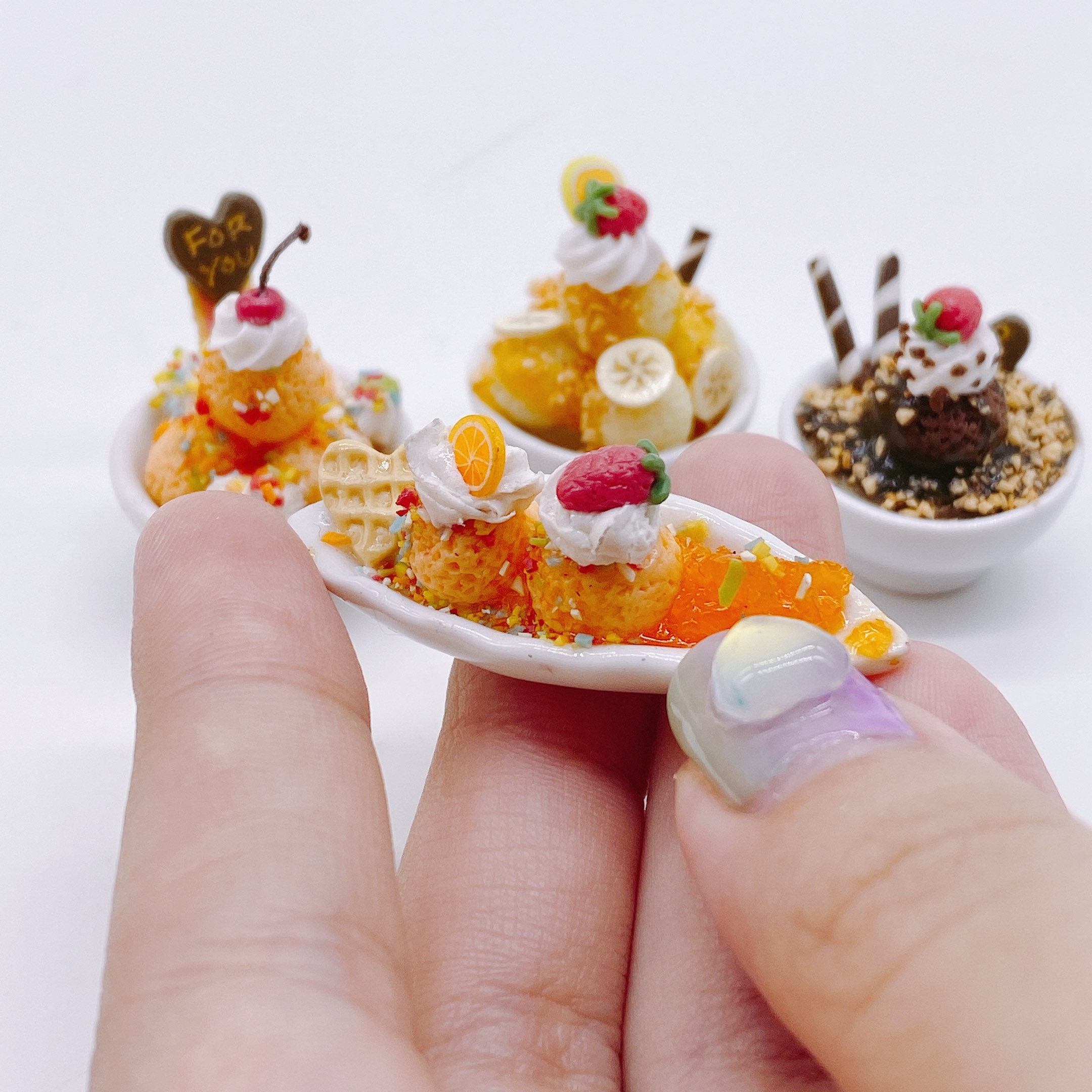 4 Pieces Miniature Sweet Ice-cream on Bowl Lovely for - Etsy